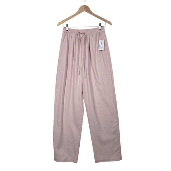 Selene Sport 100% Nubby Silk Pants Blush Pink Pull On Drawstring Pockets NEW - Picture 1 of 16